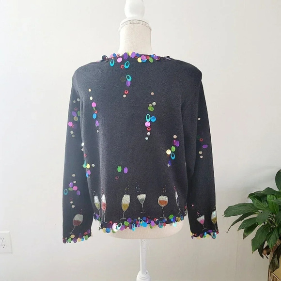Design Options Phillip Jane Gordon Party Cocktail Sequin Cardigan Ugly Sweater L - Picture 9 of 15